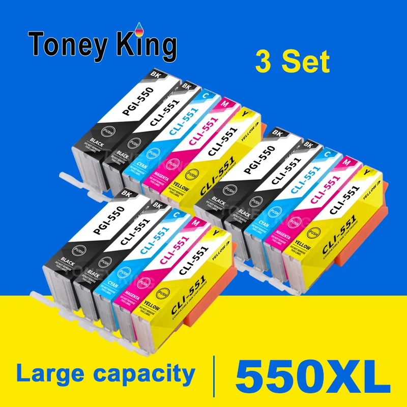 

Toney King PGI550XL pgi 550 cli-551 XL ink cartridge PGI550 CLI551 for Canon PIXMA IP7250 MG5450 MX925 MG5550 6450 5650