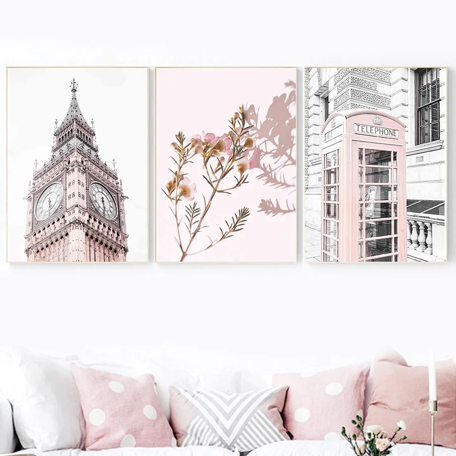 Настенная картина розовая роза постер на холсте в скандинавском стиле с принтом