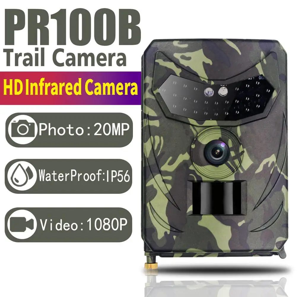 

Pr-100 Trail Cameras With 32gb Memory Card Waterproof Adjustable Angle 20mp 1080p Hd Camera For Wildlife Watching Drop Shipping