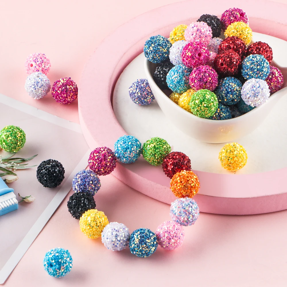 10/20Pcs 18MM Acrylic Round Bead Mermaid Tears Sequins Bead Sequins Pasting Process For Jewelry Making Bracelets DIY Accessories