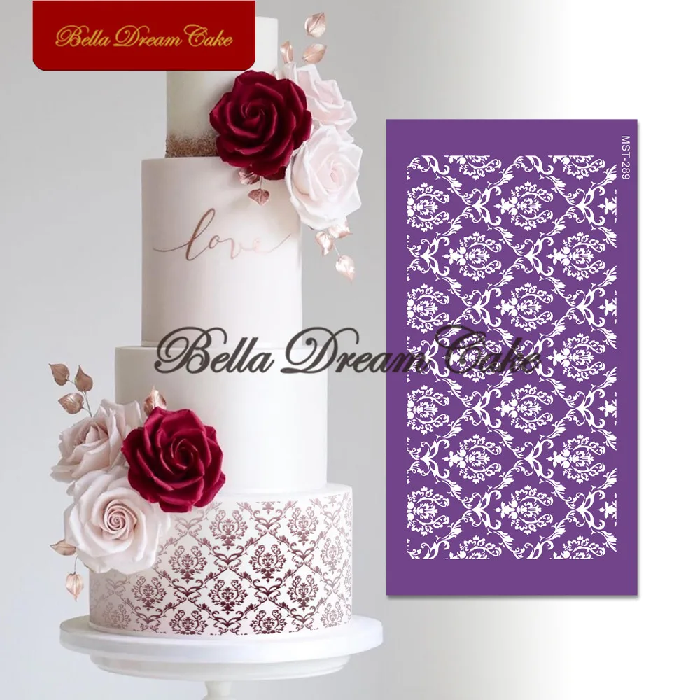 

Relief Scroll Frame Mesh Stencil DIY Royal Cream Fondant Mould Fabric Cake Border Template Cake Decorating Tool Kitchen Bakeware