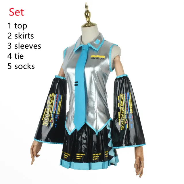 

Miku Costume Cosplay Wig Japan Midi Dress Beginner Future Miku Cosplay Female Men Halloween Costume