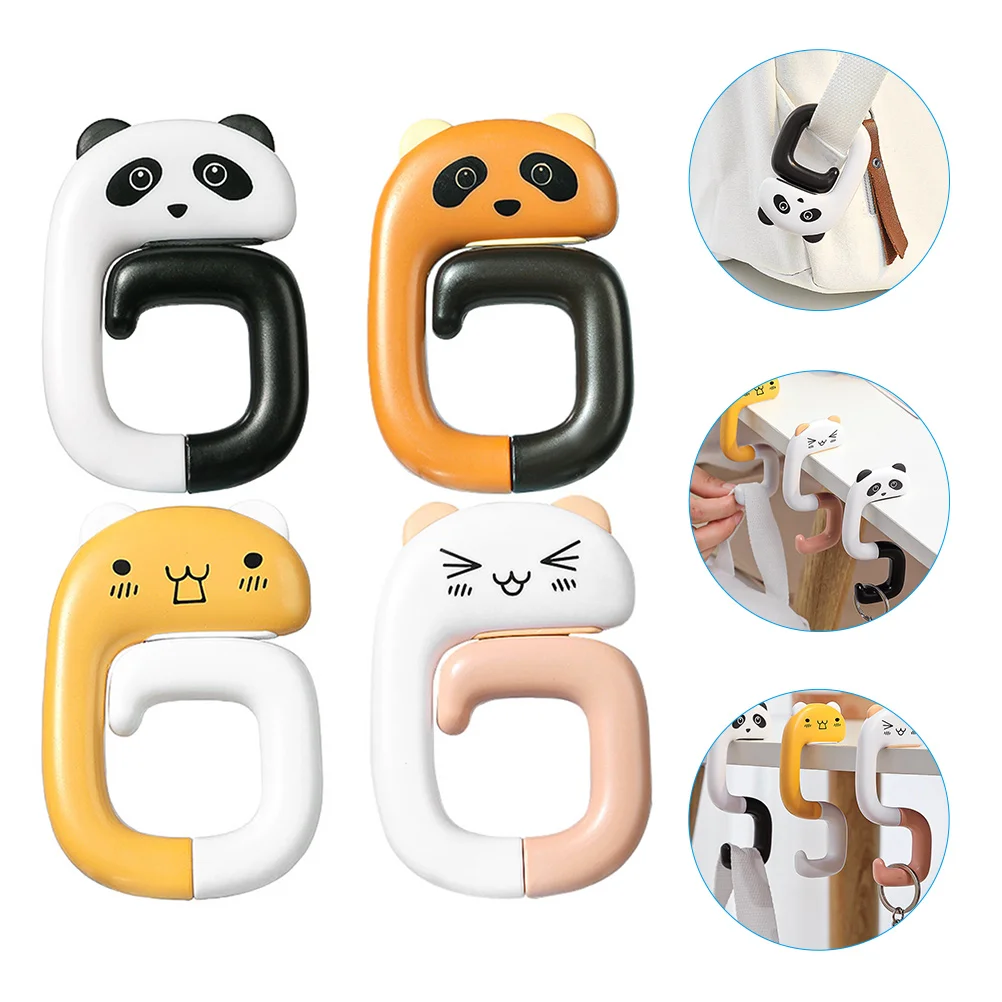 

4pcs Cartoon Purse Hooks Desk Backpack Hooks Chain Hooks Reusable School Bag Hooks