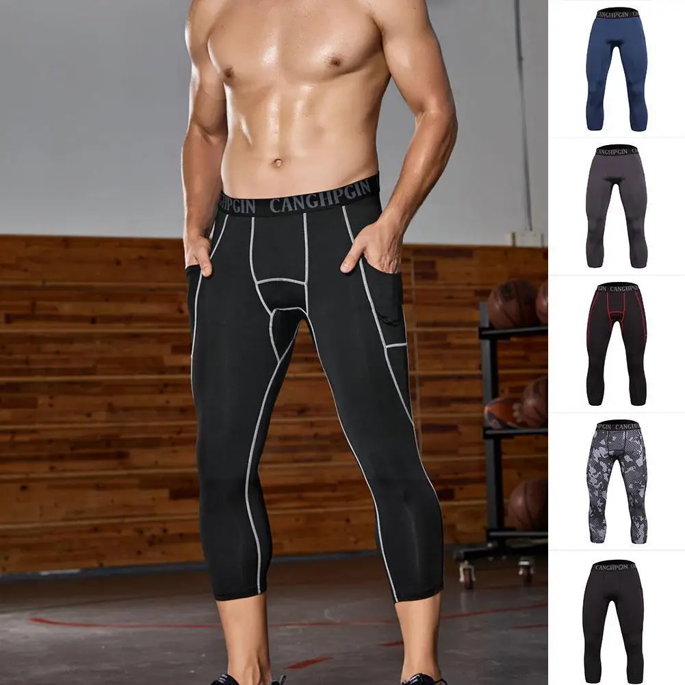 

Эластичные штаны для фитнеса, спортивные трико, мужские эластичные компрессионные штаны для бега, быстросохнущие тренировочные баскетболь...