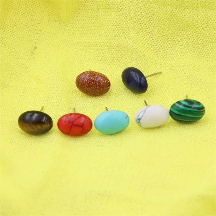 

ZFSILVER Stone Malachite Lapis Lazuli Tiger Eye Turoqise Sand Goldstone Earrings Silver 925 Jewelry Accossories For Women Gifts