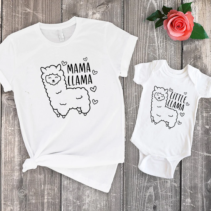 

Mommy and Me Shirts Mama Llama Tshirt 2021 Baby Little Llama Baby Shower Boy Girl Gift Mom Daughter Matching Clothes T M
