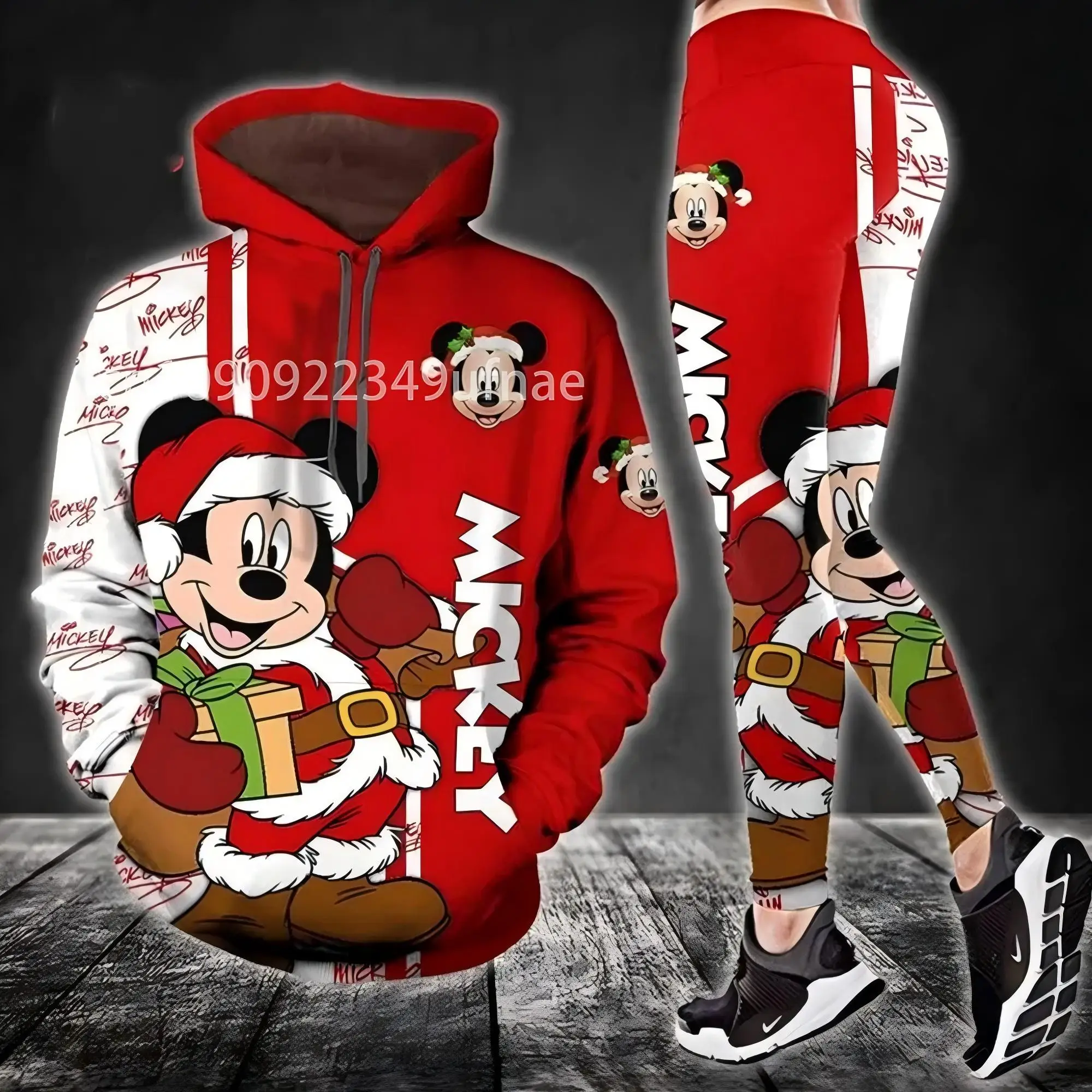 Персонализированный женский комплект с капюшоном 3D Микки Маусом рождественские
