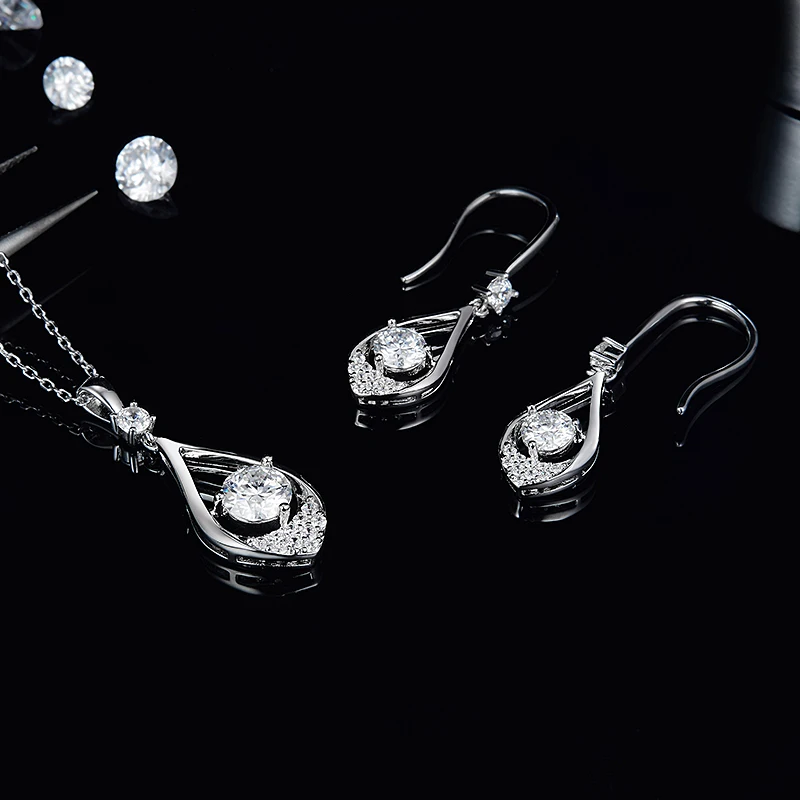 

Серьги-подвески из серебра 925 пробы, комплект ювелирных изделий, муассанит, синтетический изумруд, драгоценный камень, женские модные аксес...