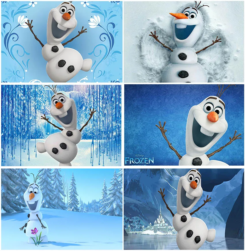 Студийный фон для фотосъемки новорожденных с изображением милого Олафа из