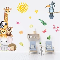 new cartoon animals sun stars butterfly flowers wall stickers living room bedroom kids room home background decoration painting