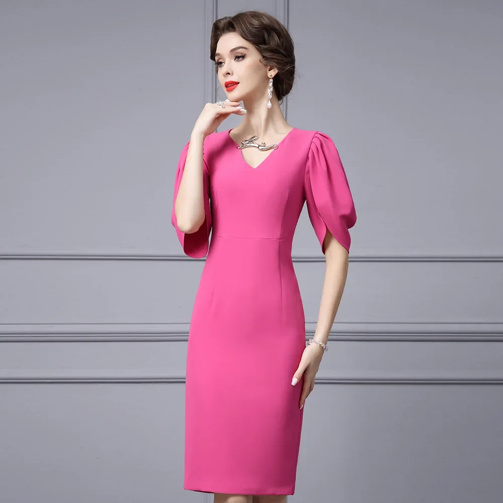 Элегантная облегающая юбка с пышными рукавами и v-образным вырезом на талии новое