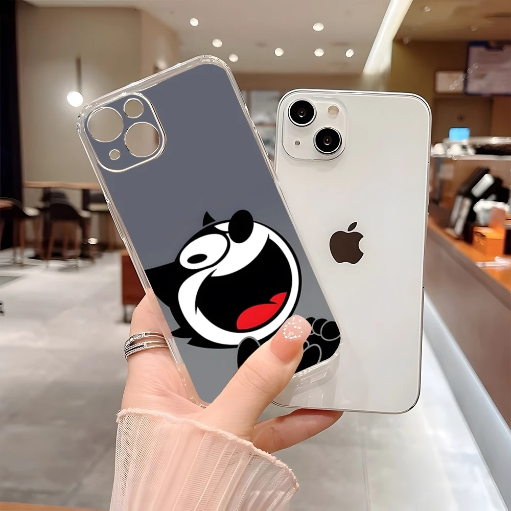 Милый чехол для телефона F-Felix The Cat прозрачный Iphone 15 Plus 14 Pro Max 11 16 13 12 8 X XR XS SE задняя