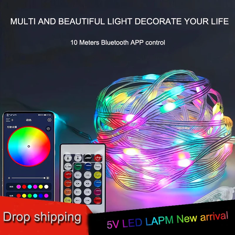 

Bluetooth USB 5V RGB светодиодная полоса кольцо Фея для свадьбы дома комнаты стены сада Рождества спальни украшение Lamp2023