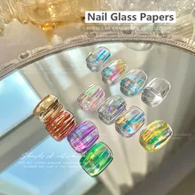 1 Box Auroral Transparent Nails Gradient Stickers Cellophane Paper Korean Nail Glass Design Summer Ice Cube Manicure Decoration