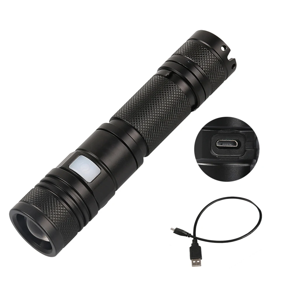 Adjustable Focus Tactical Small Flashlight 18650, USB Rechargeable MINI Zoomable LED Torch Outdoor Camp Lantern, EDC Penlight