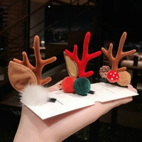 christmas 2pcsset hair clips girls cute deer ear hairpins kids christmas antler hairpin barrette hair accessories