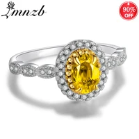 lmnzb fashion yellow oval cz zirconia ring prevent allergy tibetan silver ring engagement wedding jewelry gift for women