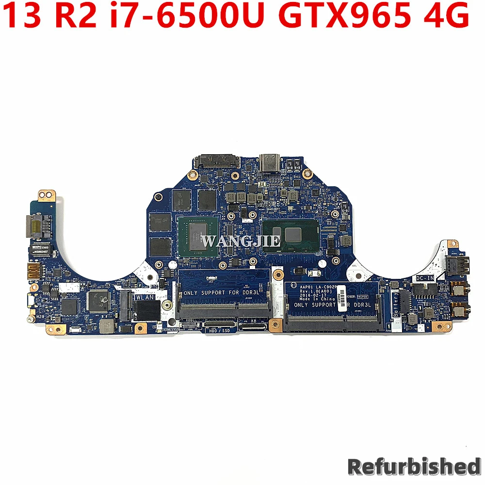 

Для DELL Alienware 13 R2 восстановленная материнская плата для ноутбука AAP01 LA-C901P LA-C902P 0TXYDJ MB с CN-0TXYDJ GTX965 4G-GPU