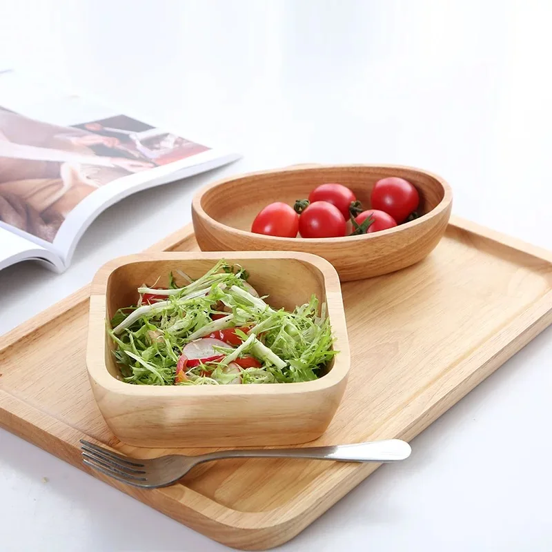 Миска из цельного дерева в японском стиле креативная квадратная миска для