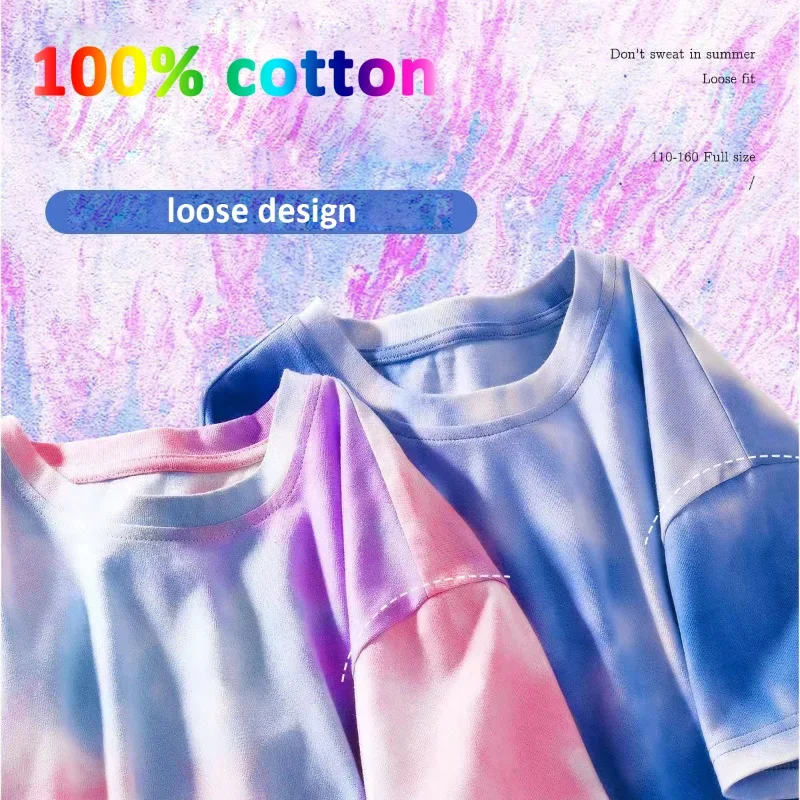 Милый Летний костюм для девочек 2023 футболка из 100% хлопка с рисунком галстука и