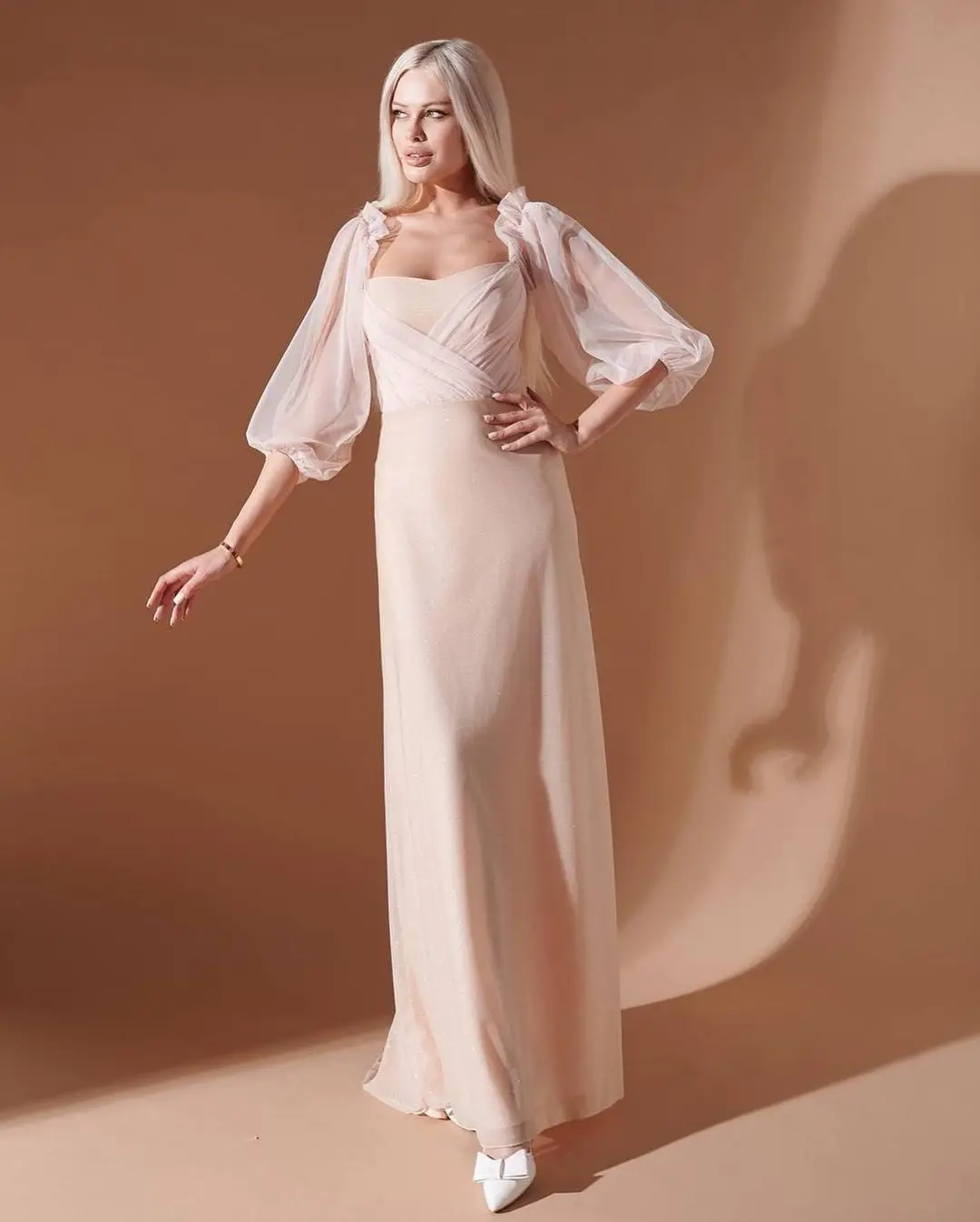 

Women's Formal Occasion Dresses Fashion Simple Square Collar Ankle-length Design Sexy Tulle Card Shoulder Can be Customized