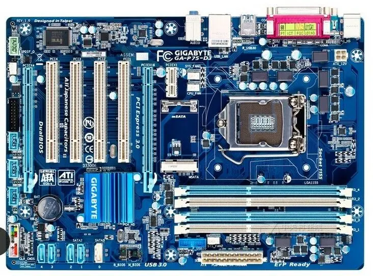 

Материнская плата Gigabyte GA-P75-D3 1155-pin DDR3, 1 шт.