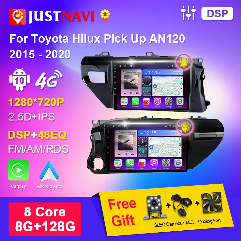 

Автомагнитола JUSTNAVI для Toyota Hilux, автомагнитола AM120, GPS-навигация, стерео, аудио, Carplay, видео, DVD-плеер IPS