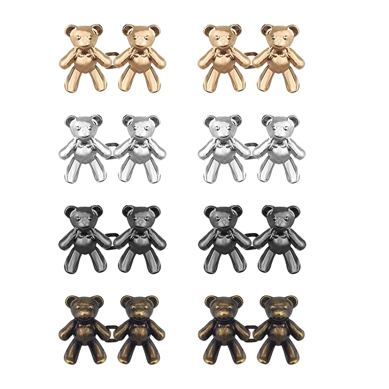 

8 Pcs Cute Bear Jeans Button Pins No Sew Detachable Waist Body Fit Tighten Buckles Perfect Girl's Gifts