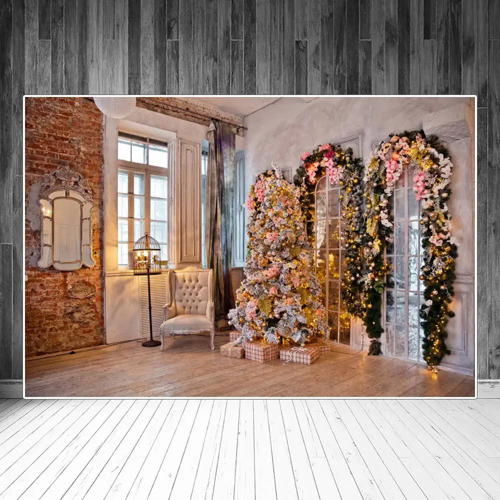 

Рождественская елка Гирлянда зеркало стена комната интерьер фотографии фоны на заказ детская вечеринка декорация фотобудка фоны