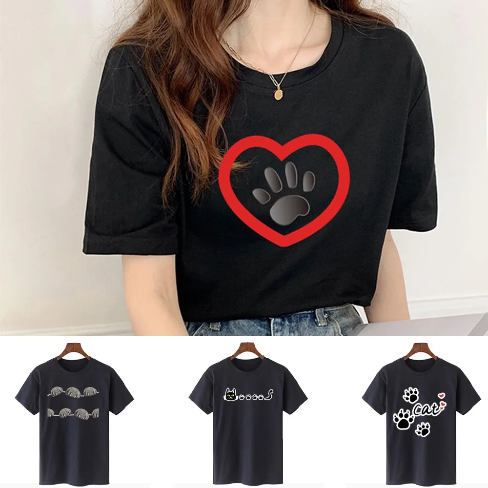 

Женская футболка с коротким рукавом, повседневная универсальная дышащая футболка с круглым вырезом и принтом, лето 2022