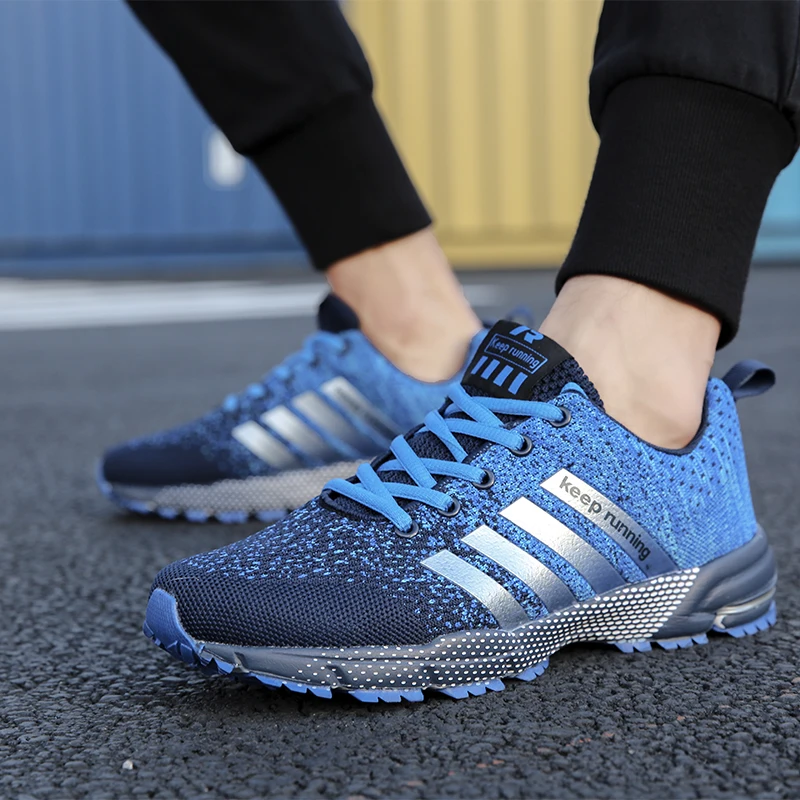 Brand Fashion Blue Men's Running Sneakers Size 47 Outdoor Breathable Sports Shoes Trainers Men Lightweight Athletic Shoes Women