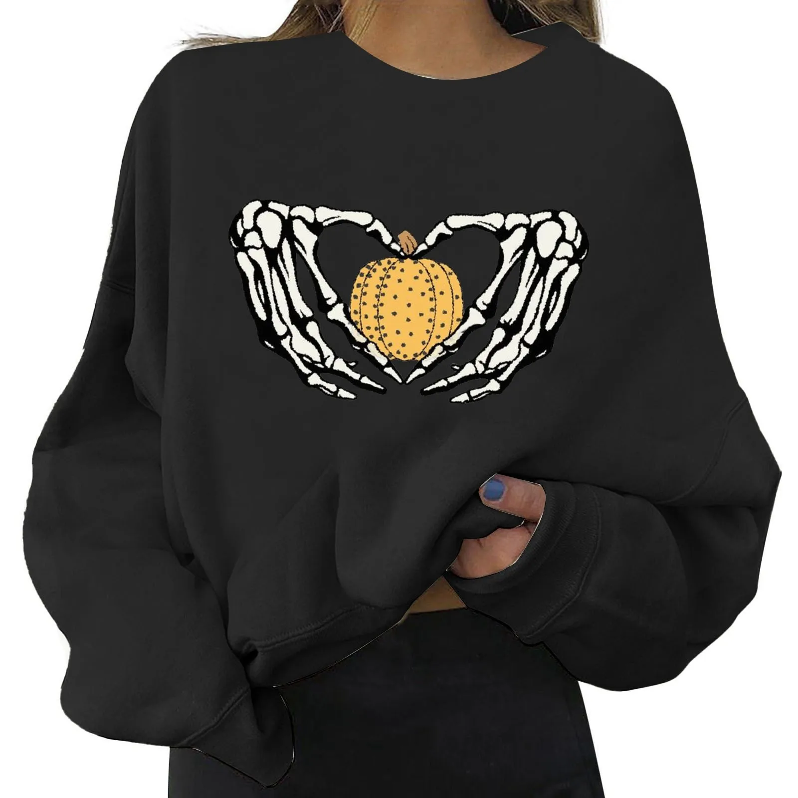 

Женский свитшот с запахом вокруг Хэллоуина, повседневный Круглый Женский пушистый свитшот на молнии, Женский легкий свитер, топы