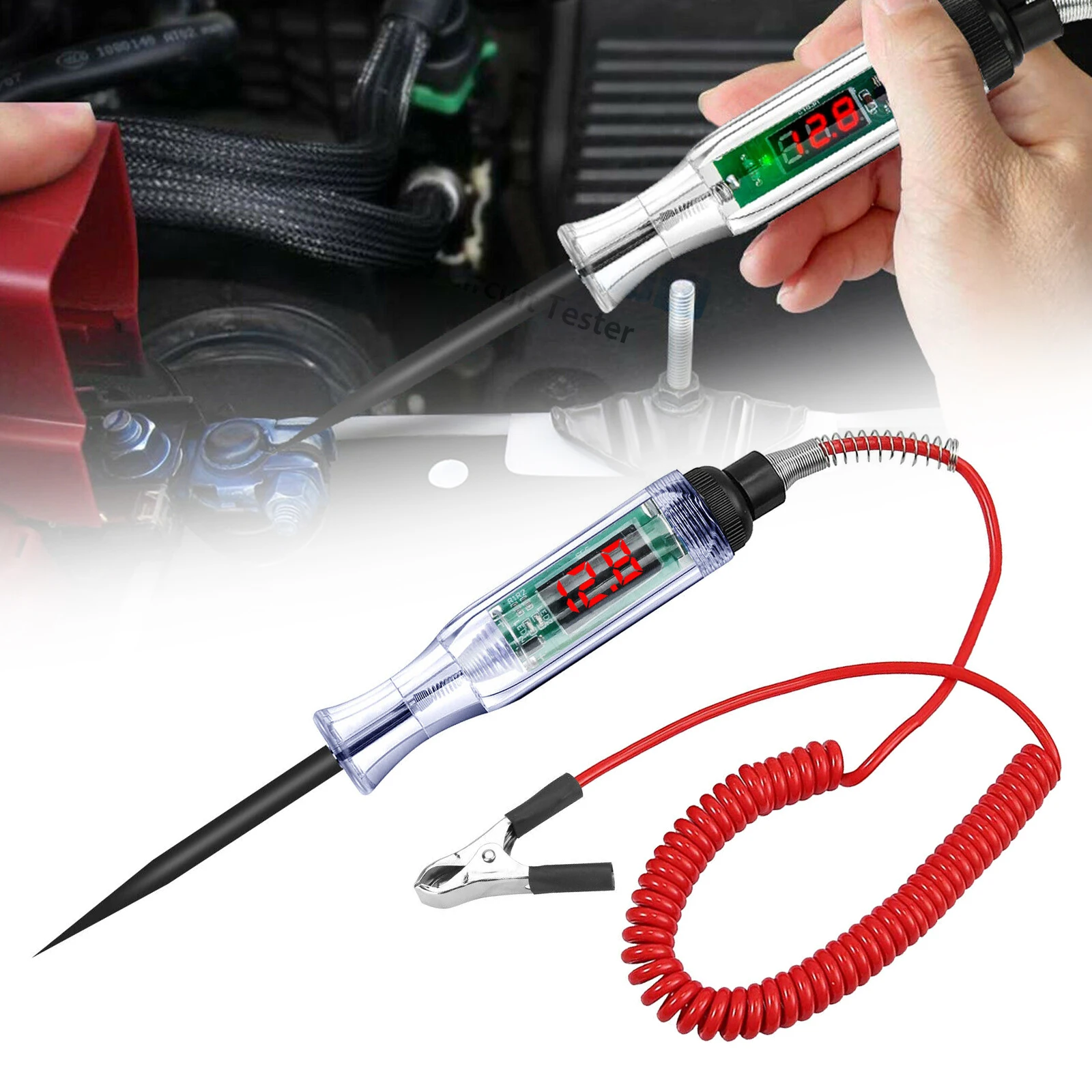 

6V 12V 24V DC Car Truck Voltage Circuit Tester Digital Display Long Probe Pen Light Bulb Automobile Diagnostic Tools Auto Repair