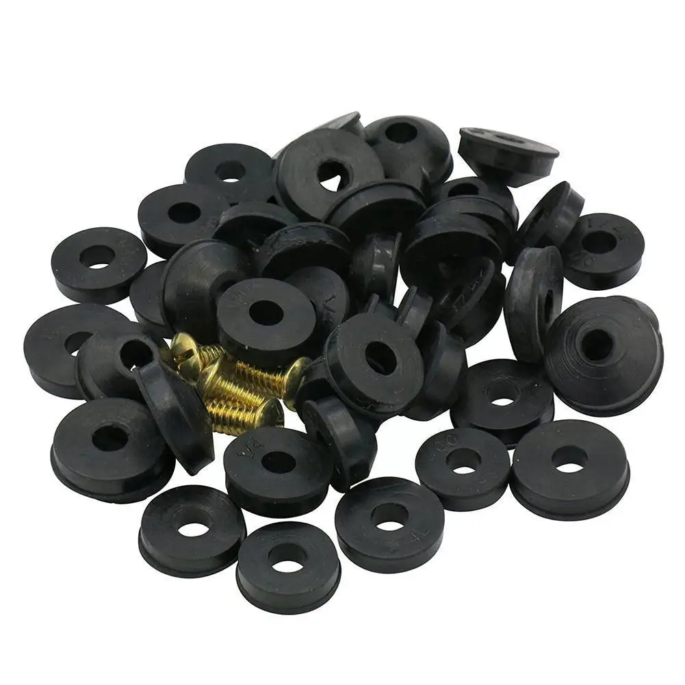

48/58PCS Rubber Assorted Tap Washers Replacement Sealing O Bath Sink Basin Shower For Hot & Cold Faucet Grommet Black Q5W1