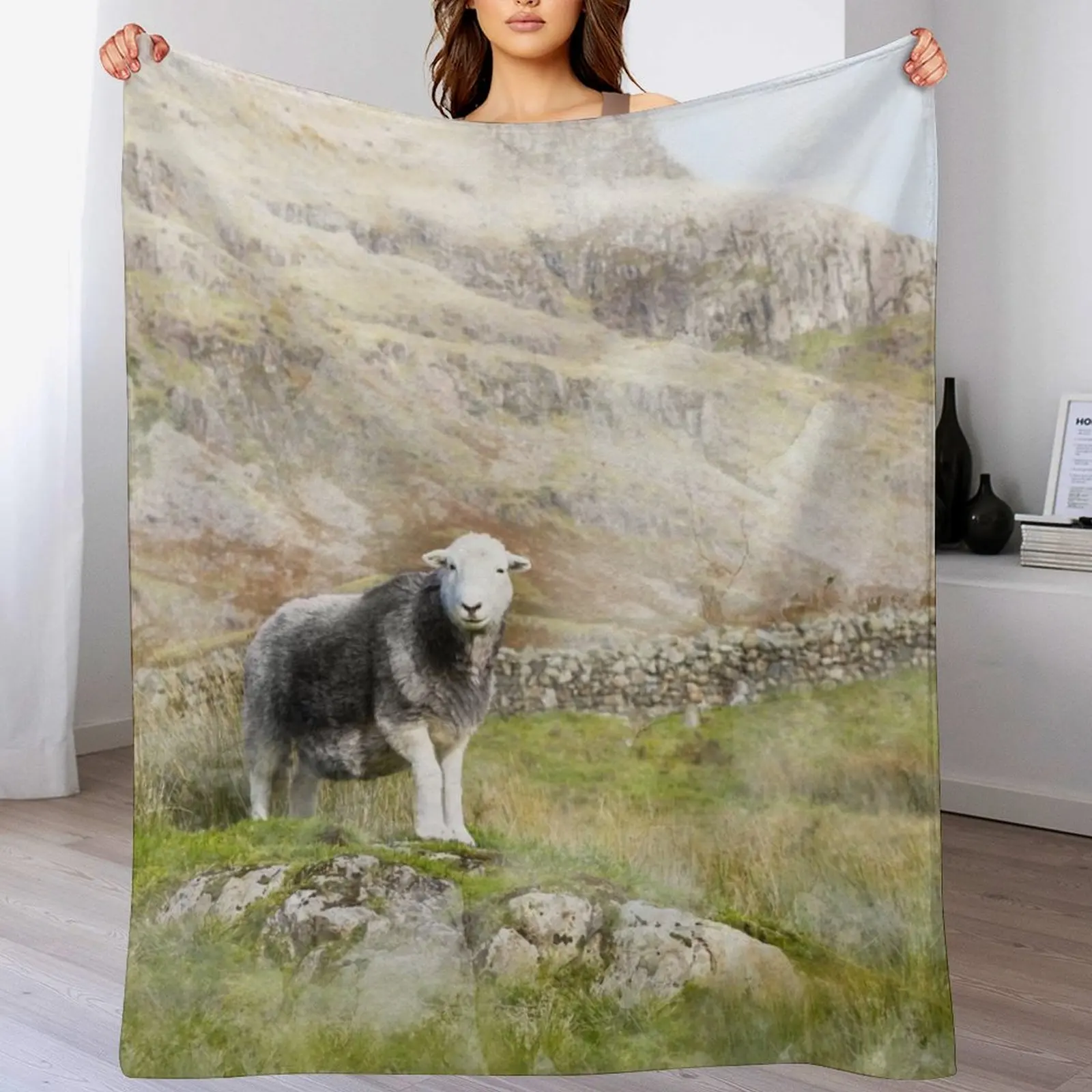 Herdwick овечье пейзажное акварельное одеяло для фотографий плюшевое роскошное