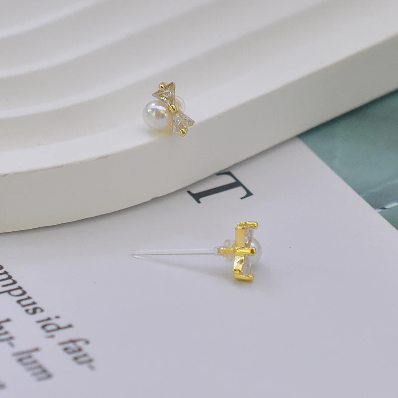 Пластиковые ушные булавки из Южной Кореи милые мини-шпильки с бантом маленькие