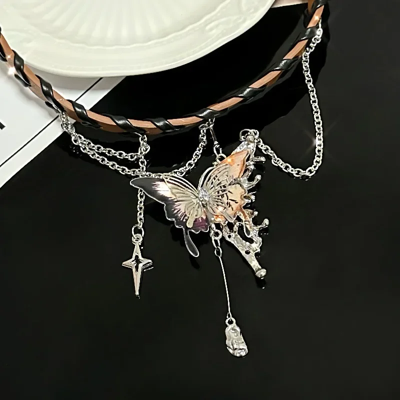 Высококачественное кожаное ожерелье с узлом-бабочкой женское колье аксессуар на