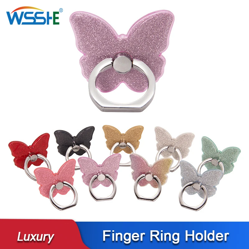 

Beautiful Butterfly Finger Ring Holder Universal Mobile Phone Stand Luxury Rotatable Grip Back Sticker Bracket For iPhone Xiaomi