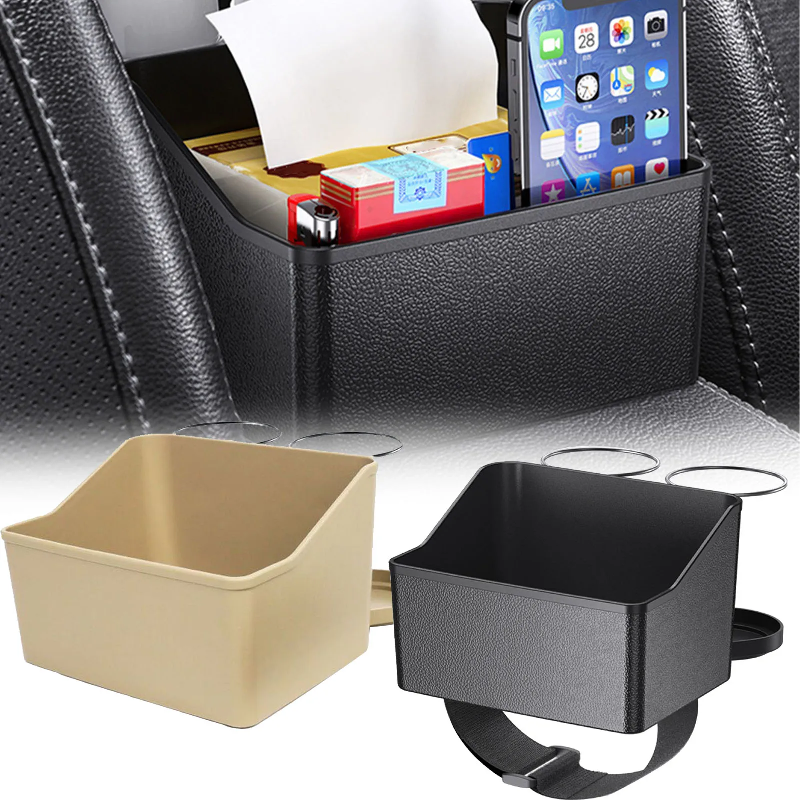 

Car Armrest Storage Box Car Armrest With Cup Holder Upgraded Tissue Storage Universal Foldable DIY Car Seats Tray Organizer