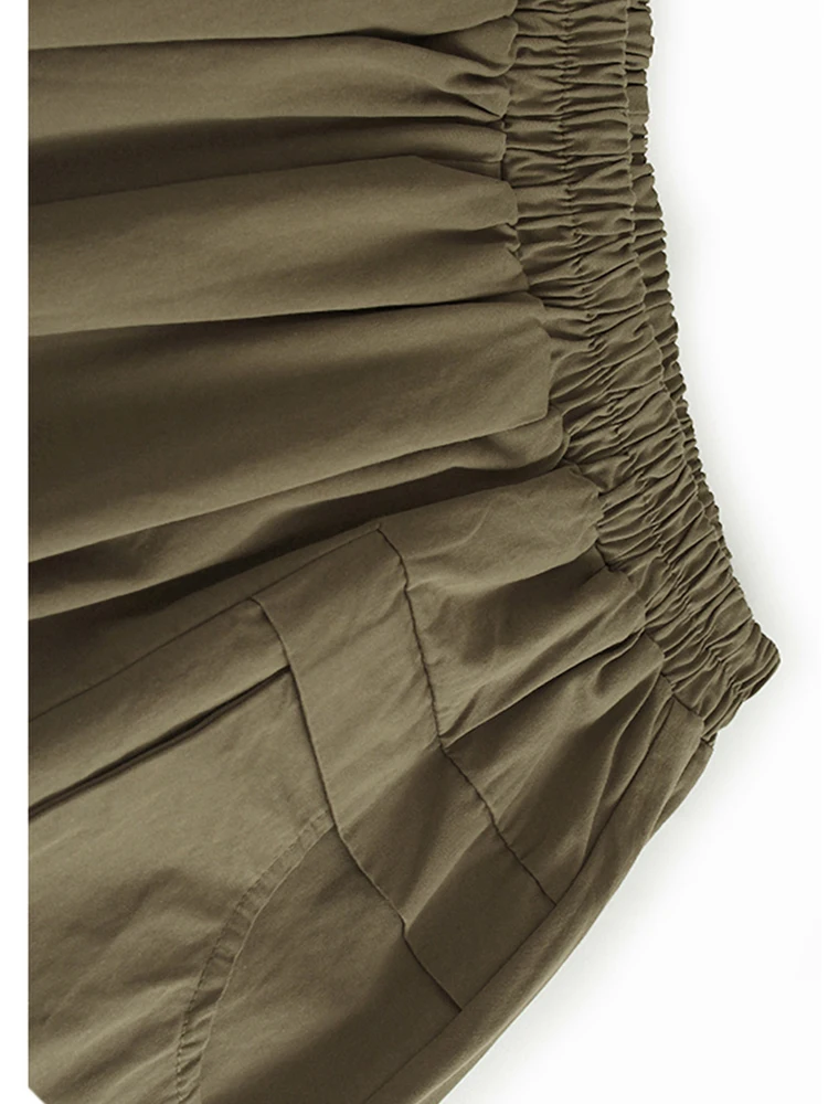 Брюки женские плиссированные с высокой эластичной талией повседневные длинные