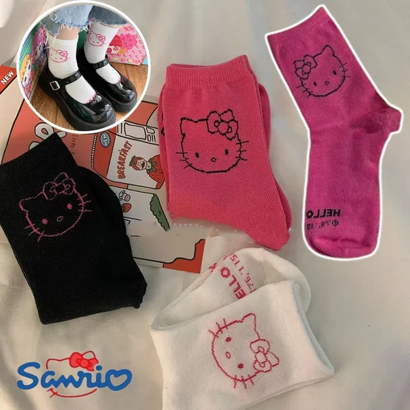 Hello носки с котенком Sanrio Мультяшные повседневные для девочек весна-лето