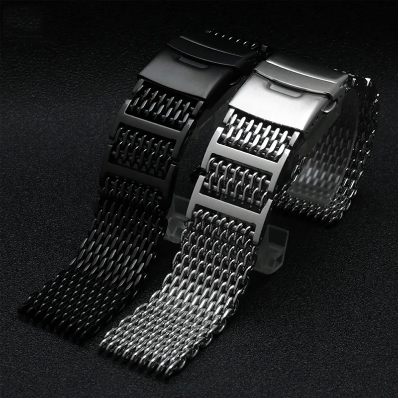 

Shark Mesh Stainless Steel watch strap 20mm 22mm 24mm for breitling Iwc Citizen Seiko watches bracelet Thin Milan Watchband