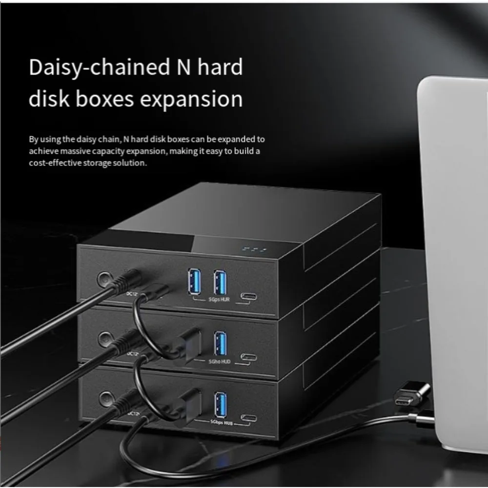 Фото Корпус для жесткого диска SATA 3,5 дюйма с USB3.0 HUB 2A+1C, для SSD/HDD 2,5/3,5 дюйма, объемом до 24 ТБ, внешний дисковод для настольного ПК. №4