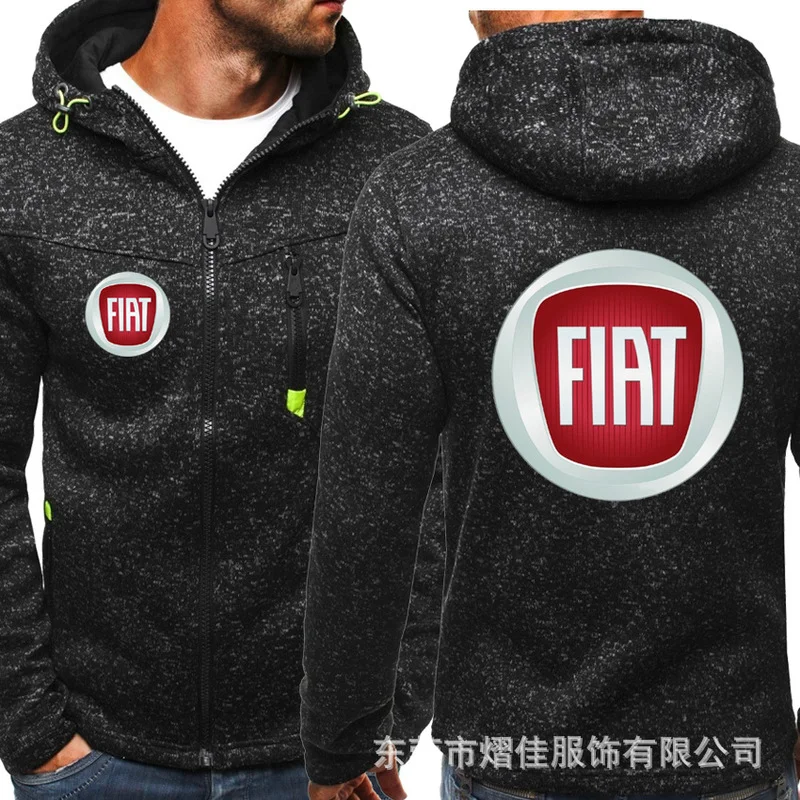 

New Fashion Fiat Logo Sweatshirt Hoodies Men Spring Autumn Cotton Zipper Jacket HipHop Harajuku Male Clothing