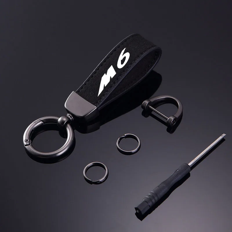 

New Women Men Luxury Car KeyRing Suede Leather Car Keychain Accessories For Mazda 6 Mazda6 Six M6 Emblem