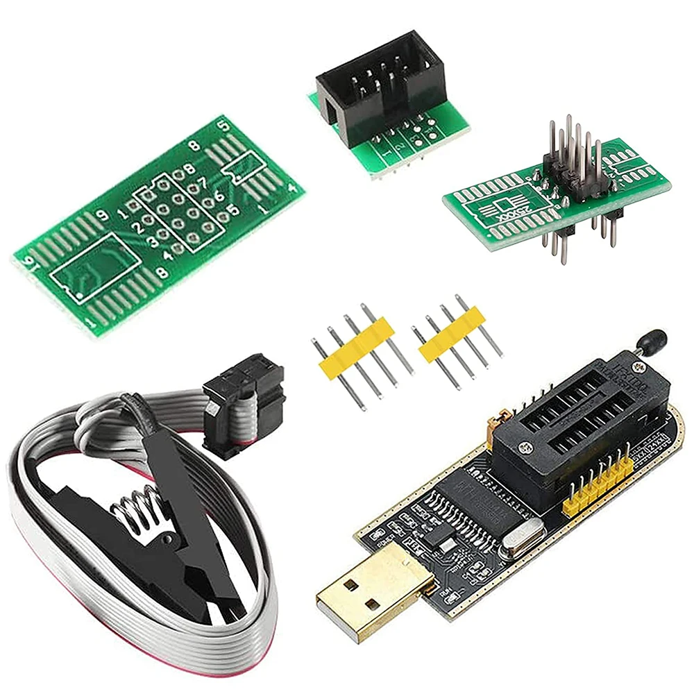 Оригинальный модуль USB программатора CH341A 24 25 серия EEPROM флеш-BIOS + зажим SOIC8 SOP8 для