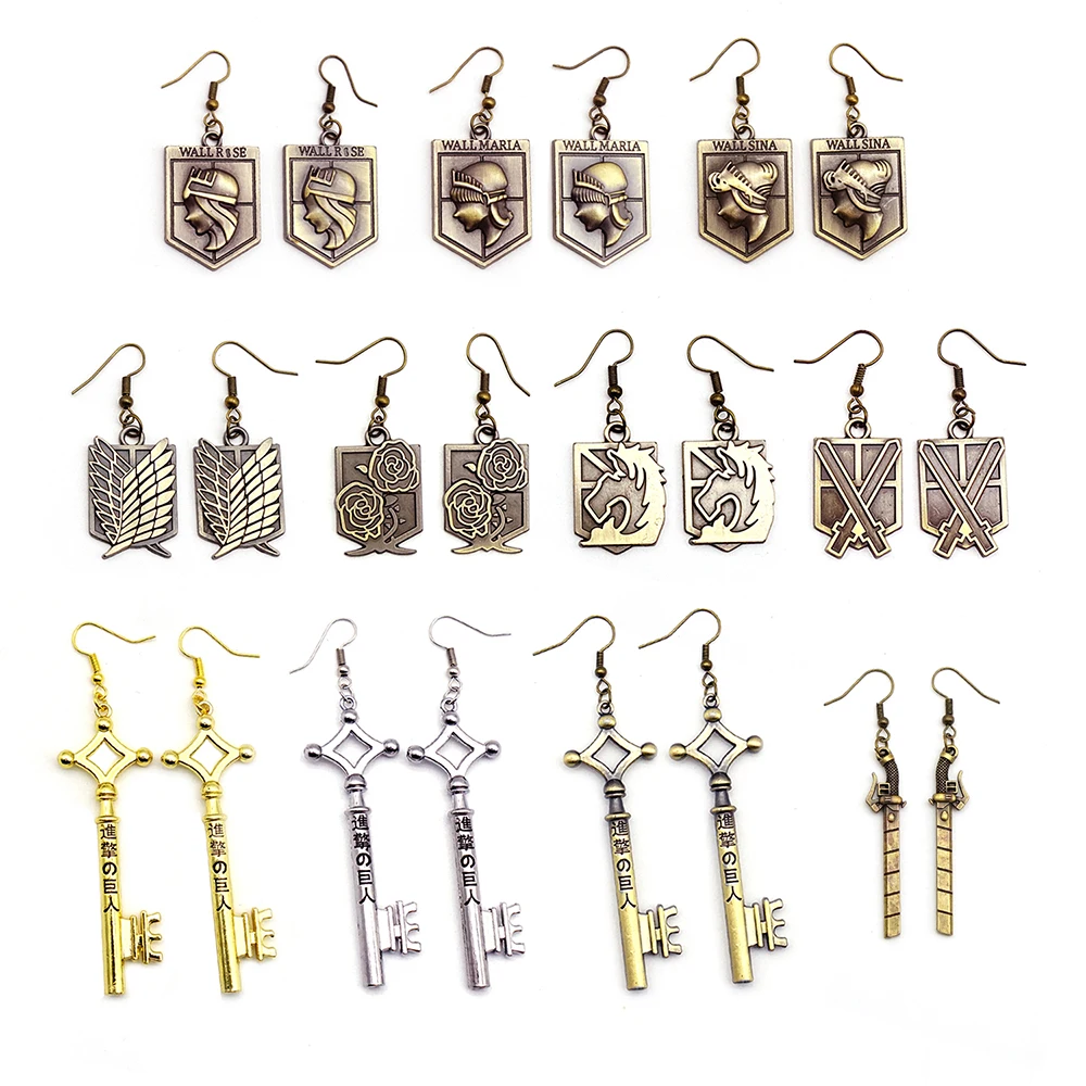 

Anime Attack On Titan Earrings for Women Wings of Liberty Metal Brincos Men Fashion Jewelry Drop Clip On Earring Charm Gifts