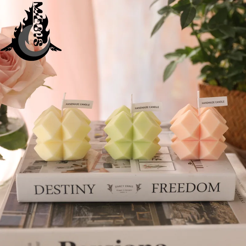 

Gift 6PCS Diamond Cube Decorative Candle Scented Candles Home Decoration Arom Candles Living Room Center Table