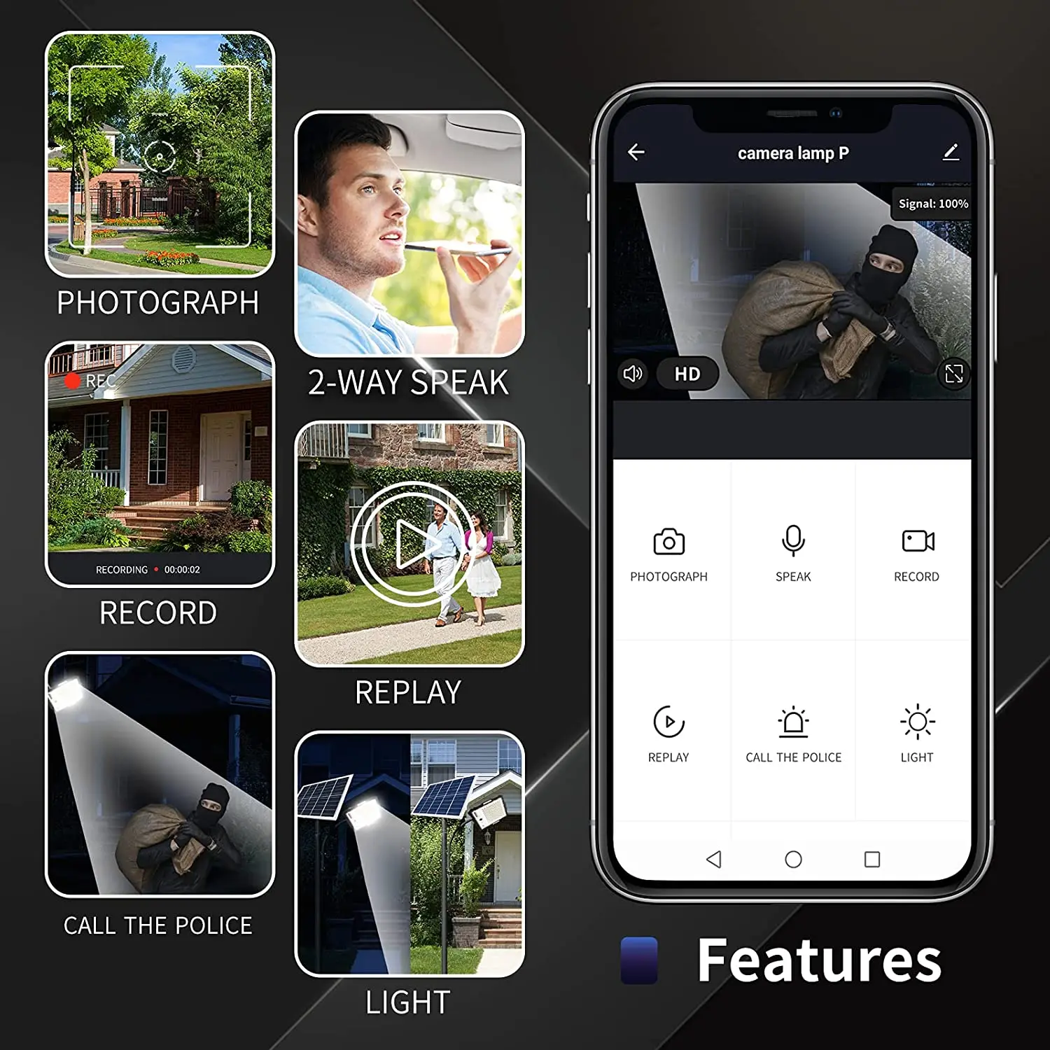 solar flood light cctv security camera wireless wifi monitoring outdoor lamp phone control with 128gb sd memory card built in free global shipping
