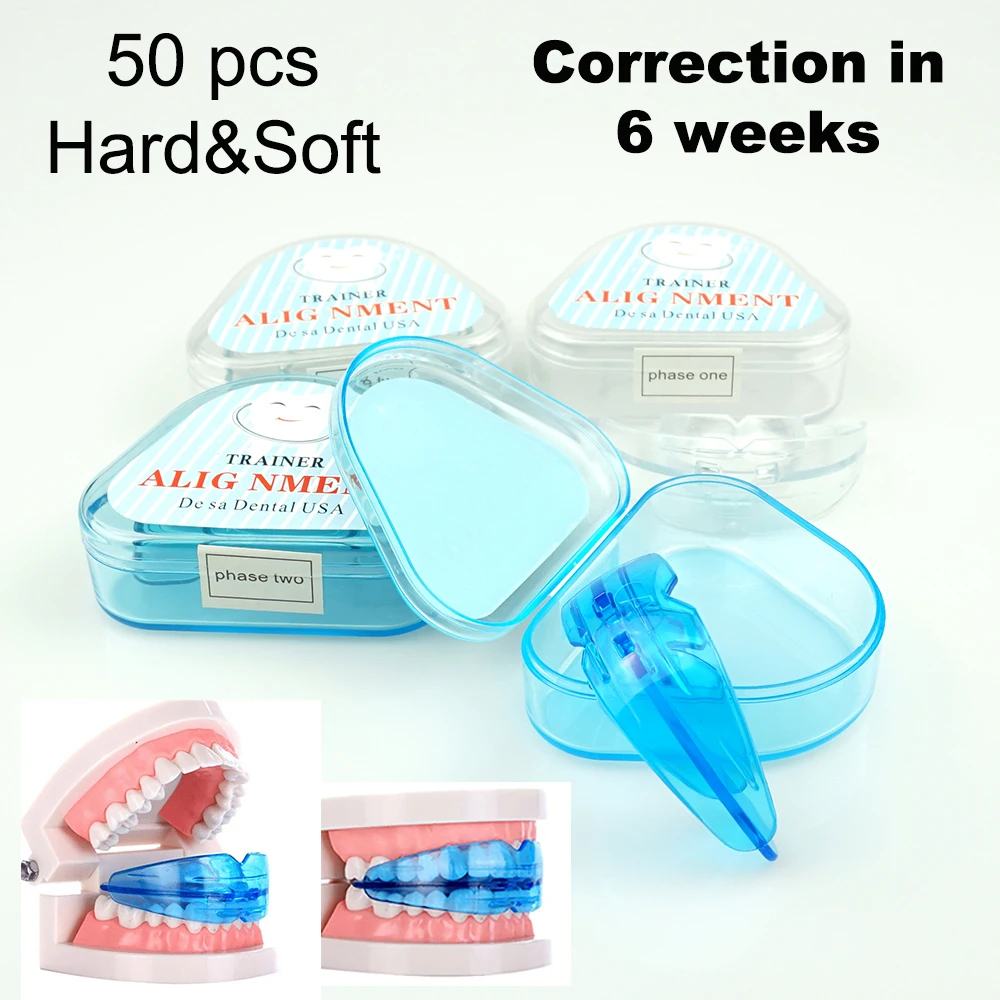 50pcs Dental Silicone Orthodontic Braces Appliance Braces Alignment Trainer Teeth Retainer Bruxism Mouth Guard Tooth whitening